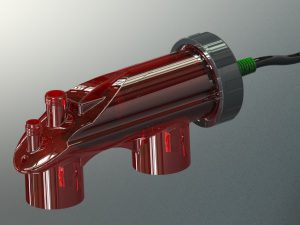 Conception plan 3D vase rouge Falkom vue de côté, Prototype & Série